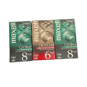 Maxell VHS‎ Tapes Lot of 3 T 120 T 160 Two 8 hour, One 6 hour